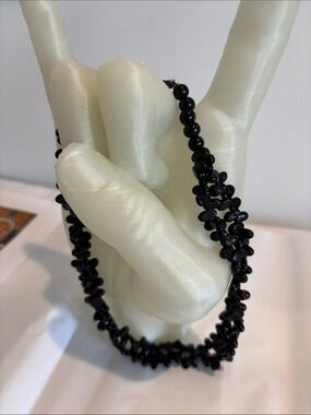 BLACK glass beaded double layer necklace 16” long with extender fashion jewelry